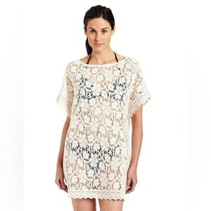 JOIE a la plage Balton Lace Tunic in Off White size XS swim cover up crochet